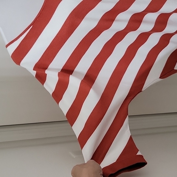 89th & Madison Size 2X Burnt Orange & White V-Stripe Dolman Sleeve Sweater, NEW - Picture 2 of 13